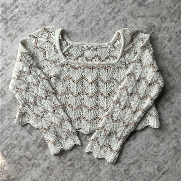 Tops - Cream and Tan Knit Sweater